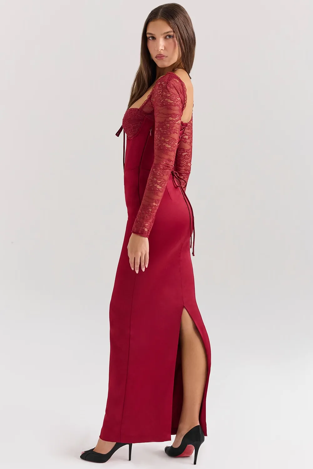 Aspen Satin Lace Dress - Image 6